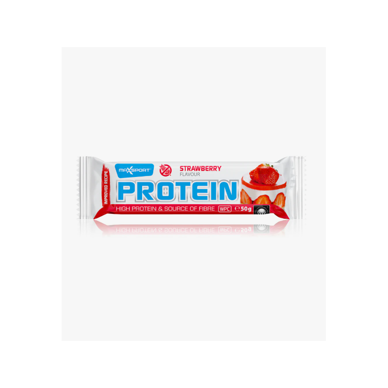Baltyminis batonėlis braškių skonio , be glitimo – MAXSPORT, 60 g