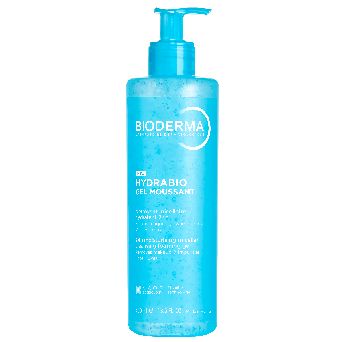 BIODERMA HYDRABIO GEL MOUSSANT, drėkinantis micelinis gelinis prausiklis dehidratuotai odai, 400ml