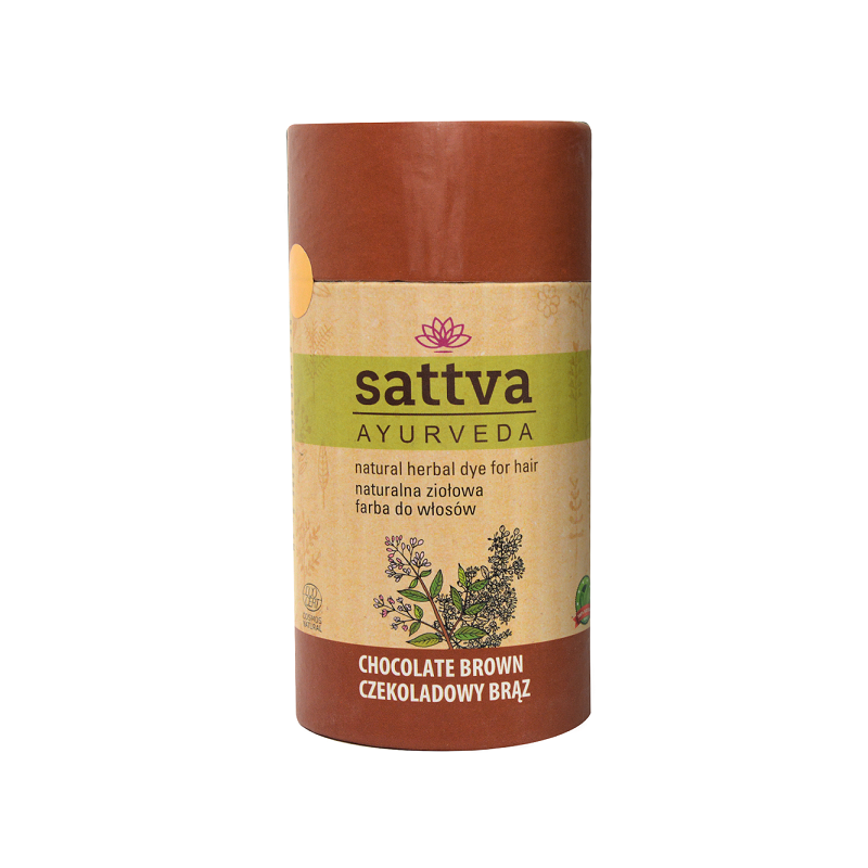Natūralūs henna plaukų dažai – šokolado ruda, 150 g – SATTVA