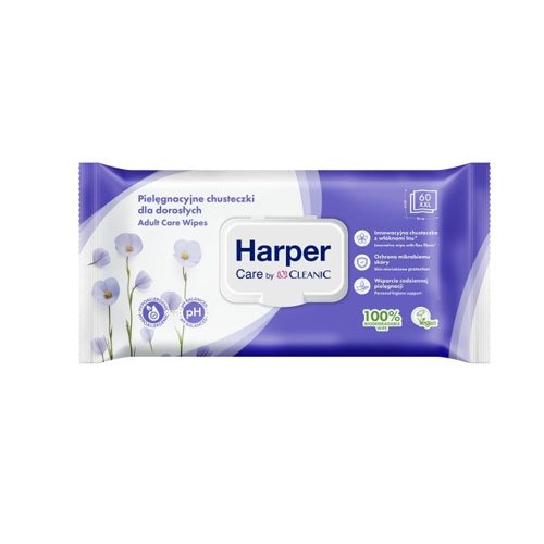 Drėgnos servetėlės suaugusiems HARPER CARE BY CLEANIC XXL, 60 vnt.