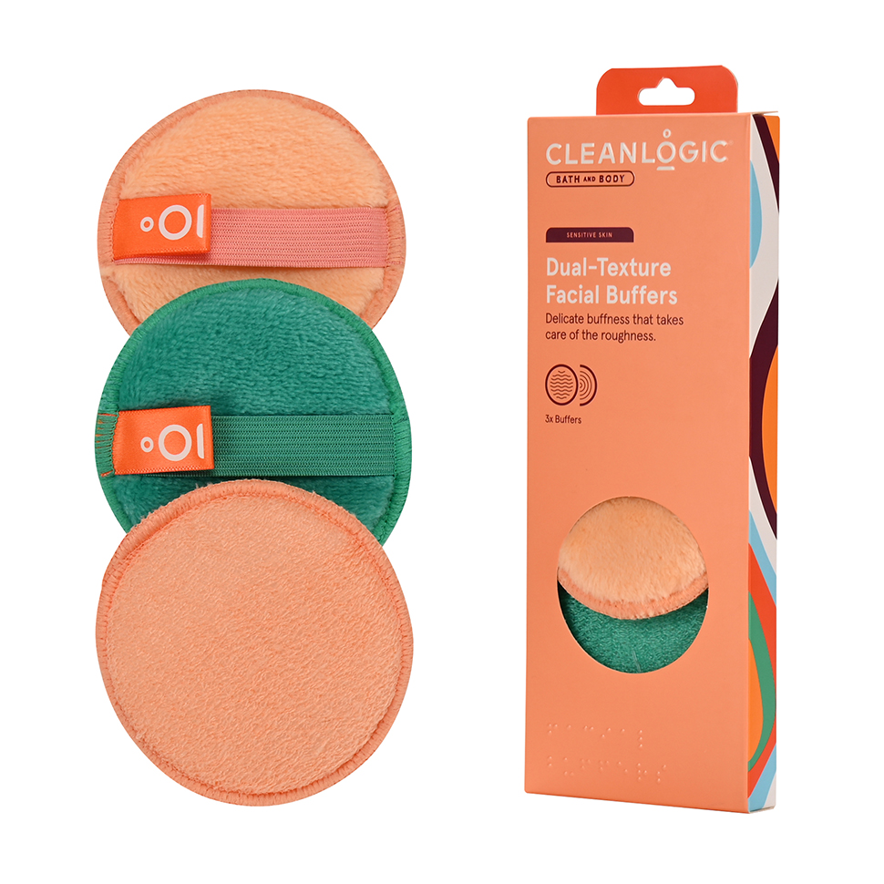 CLEANLOGIC SENSITIVE Skin Dual-Texture VEIDO šveitimo kempinėlės 3vnt.