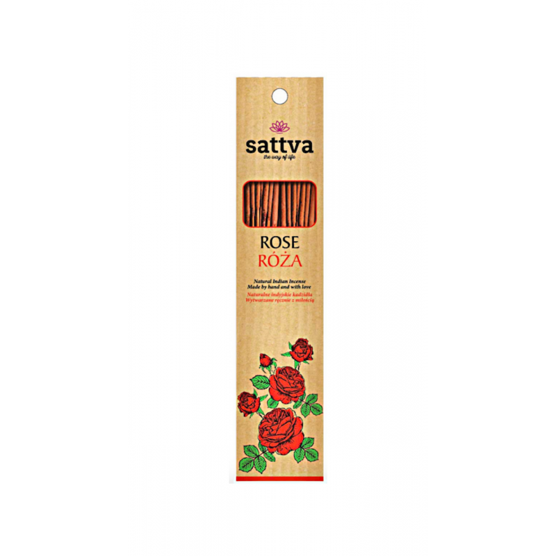 Natūralūs indiški smilkalai su rožių aromatu – SATTVA (15 vnt., 30 g)