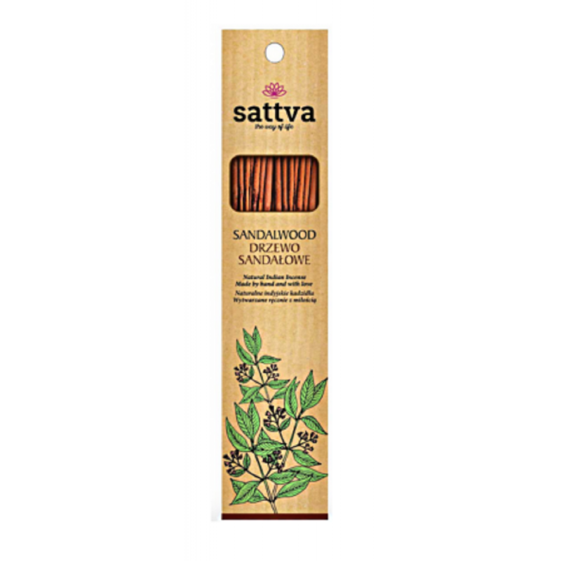 Natūralūs indiški smilkalai su sandalmedžio aromatu – SATTVA (15 vnt., 30 g)
