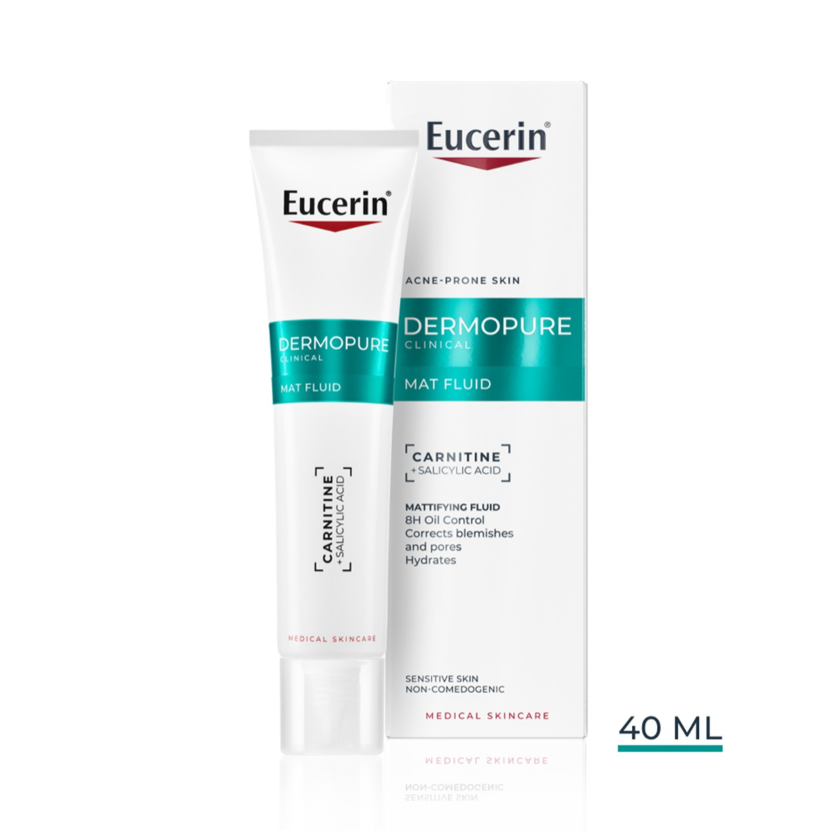 EUCERIN DERMOPURE CLINICAL,  matinį efektą suteikiantis fluidas, 40 ml