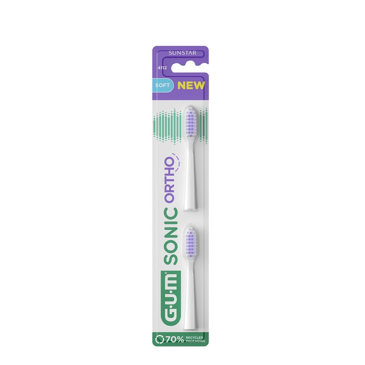G.U.M.® (4112) Sonic ORTHO šepetėlio pakeičiama galvutė, 2 vienetai