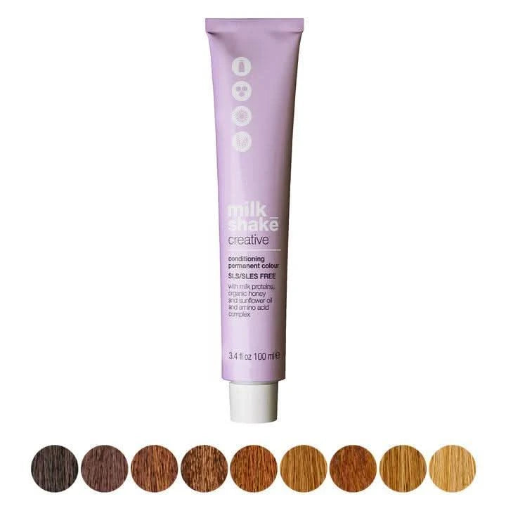 MILK SHAKE CREATIVE PERMANENT plaukų dažai 4.3 I 4 G, golden medium brown PURE GOLD