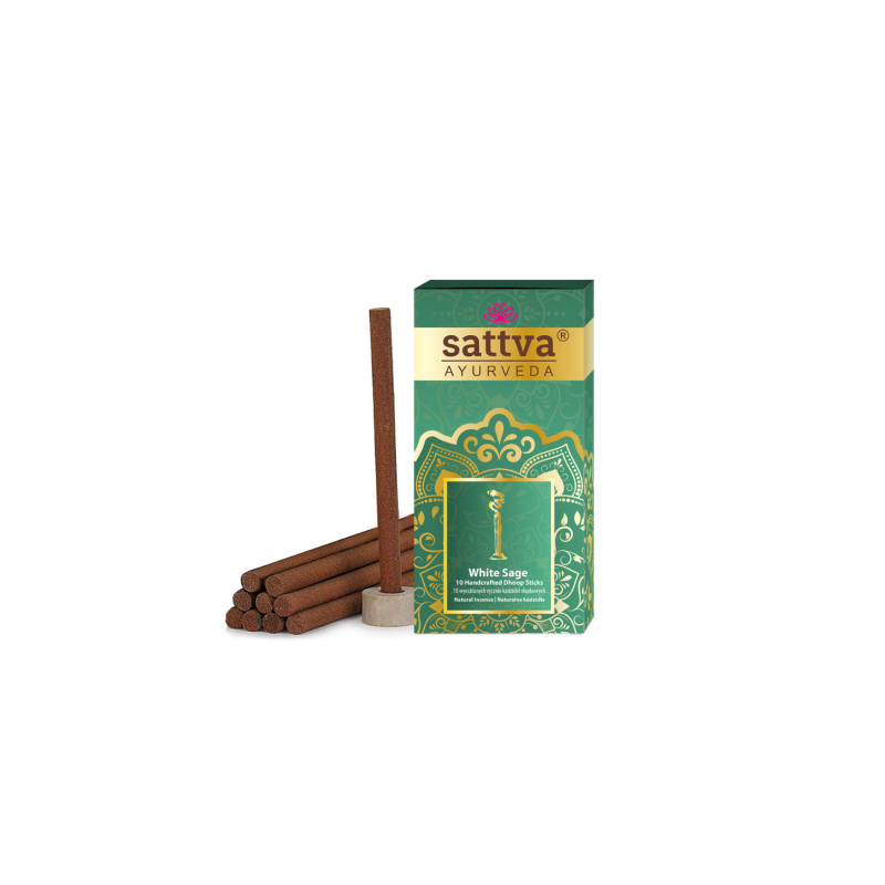 Rankų darbo smilkalų lazdelės „White Sage“ (10 vnt., 20 g) – SATTVA