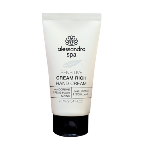 Alessandro Intensyviai drėkinamasis rankų kremas su hialurono rūgštimi ir skvalenu Sensitive Cream Rich 75ml