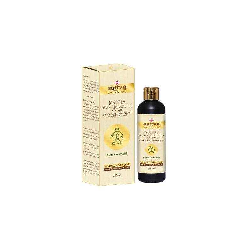 Šildantis ir energizuojantis masažo aliejus su Tulsi – SATTVA, 200 ml