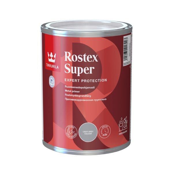 Antikorozinis metalo gruntas TIKKURILA ROSTEX SUPER, šviesiai pilkos sp., 1 l