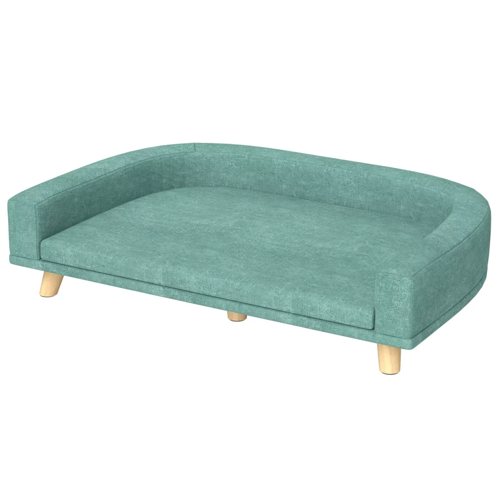Sofa šunims, idealiai tinka dideliems šunims, paaukštinta konstrukcija, žalia, 98x67x25cm