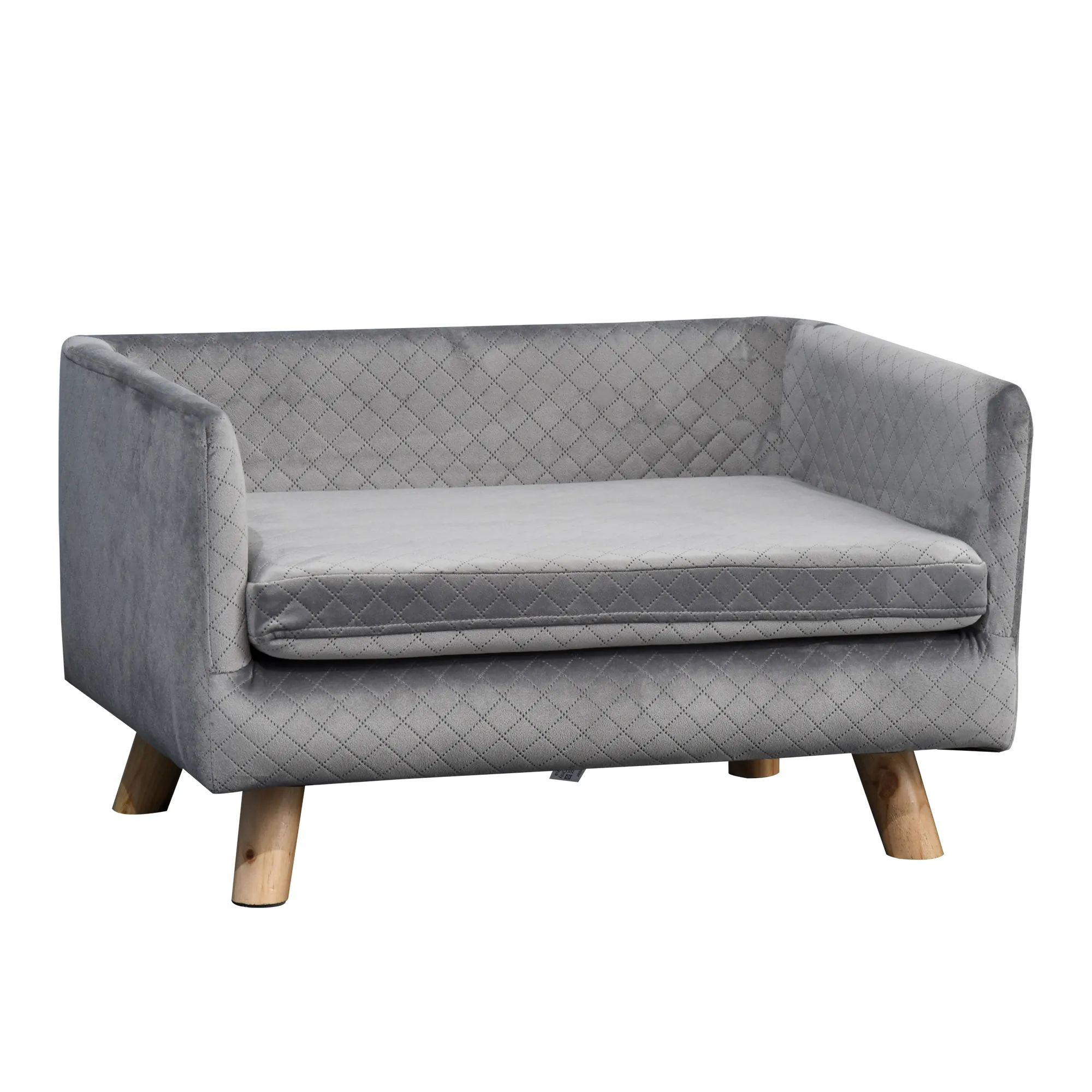 Sofa šunims su medinėmis kojelėmis, pilka, 64x45x36 cm