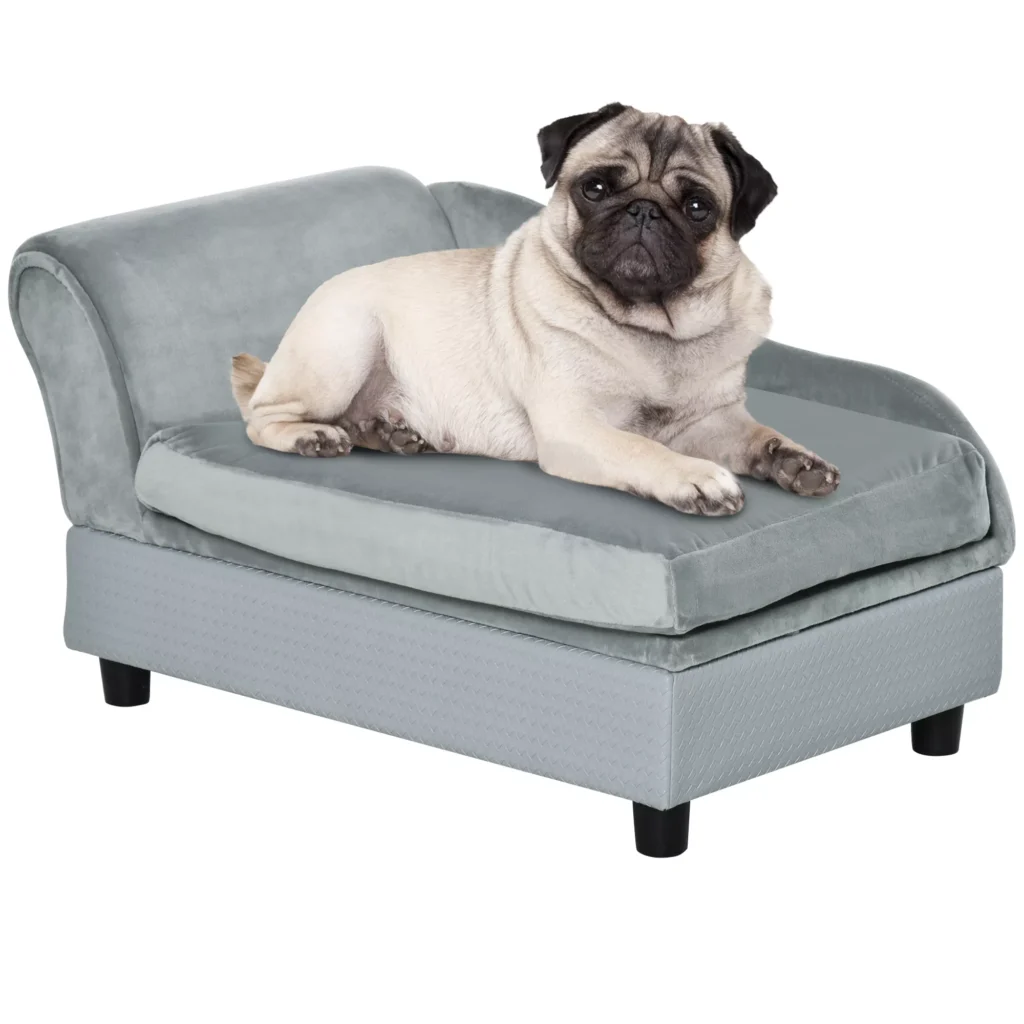 Sofa šunims su laikymo vieta, šviesiai mėlyna, 76x45x41,5 cm