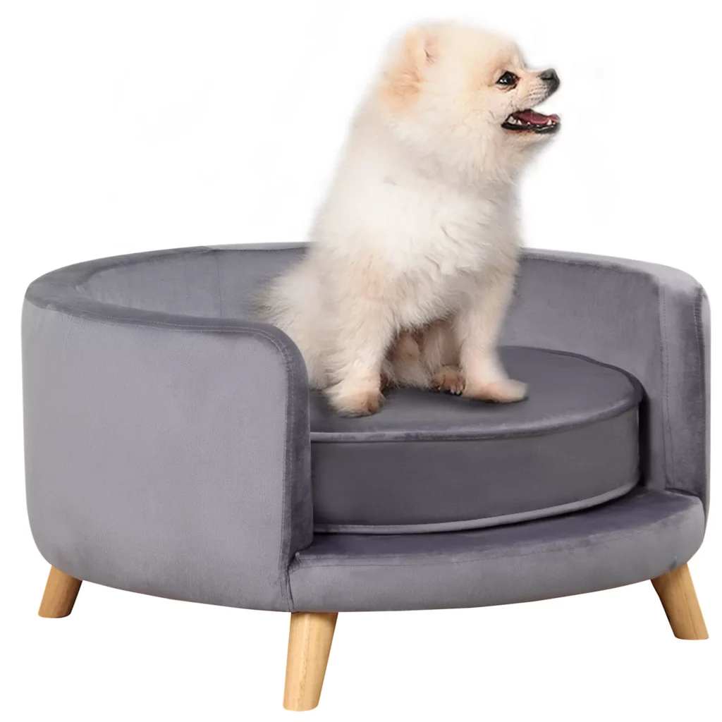 Sofa šunims, šuns guolis su kojelėmis, pilka, 68x68x35cm