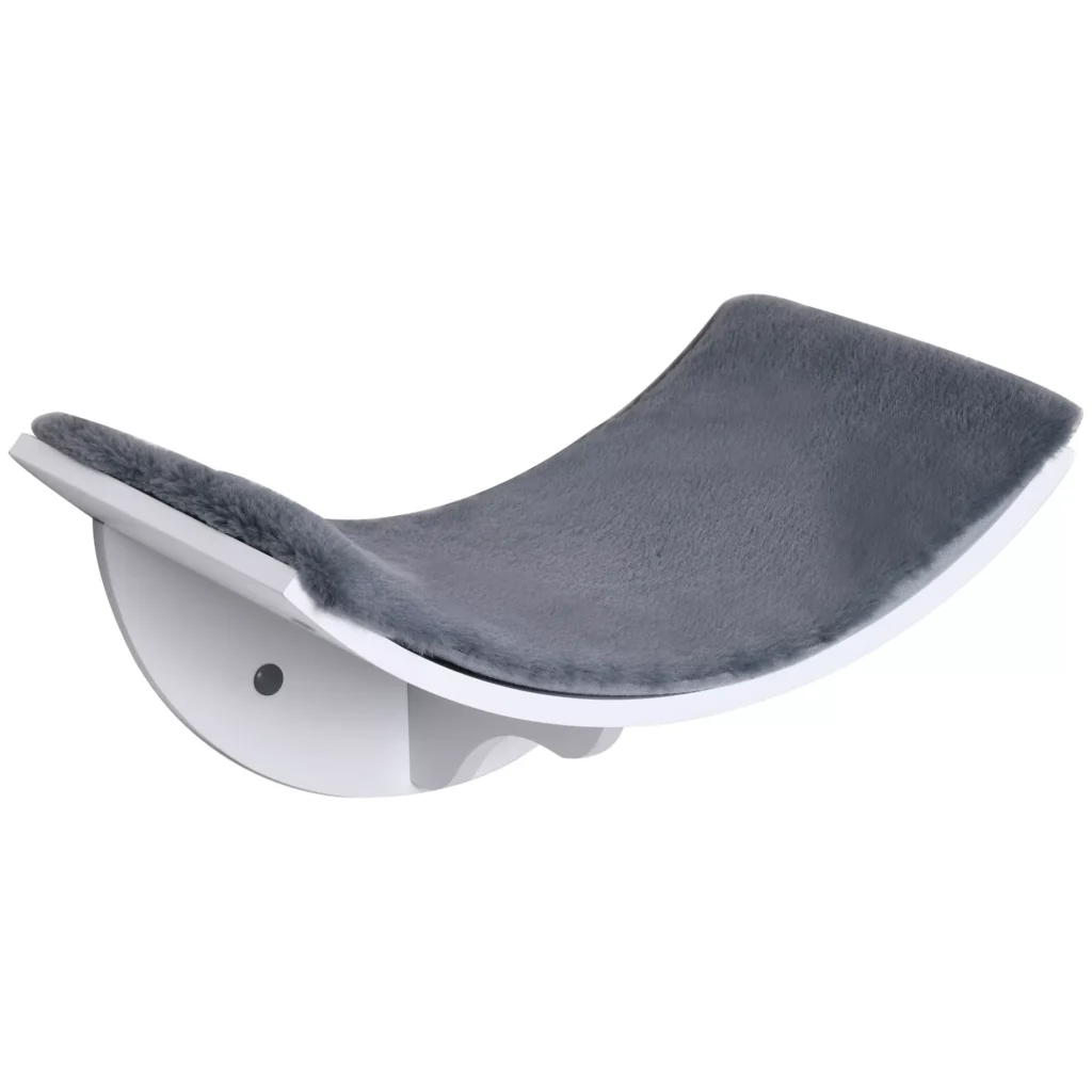 Stilingas sieninis gultas katėms, pliušinis paminkštinimas, MDF, lengvai montuojamas, baltas+pilkas, 41x28x21cm