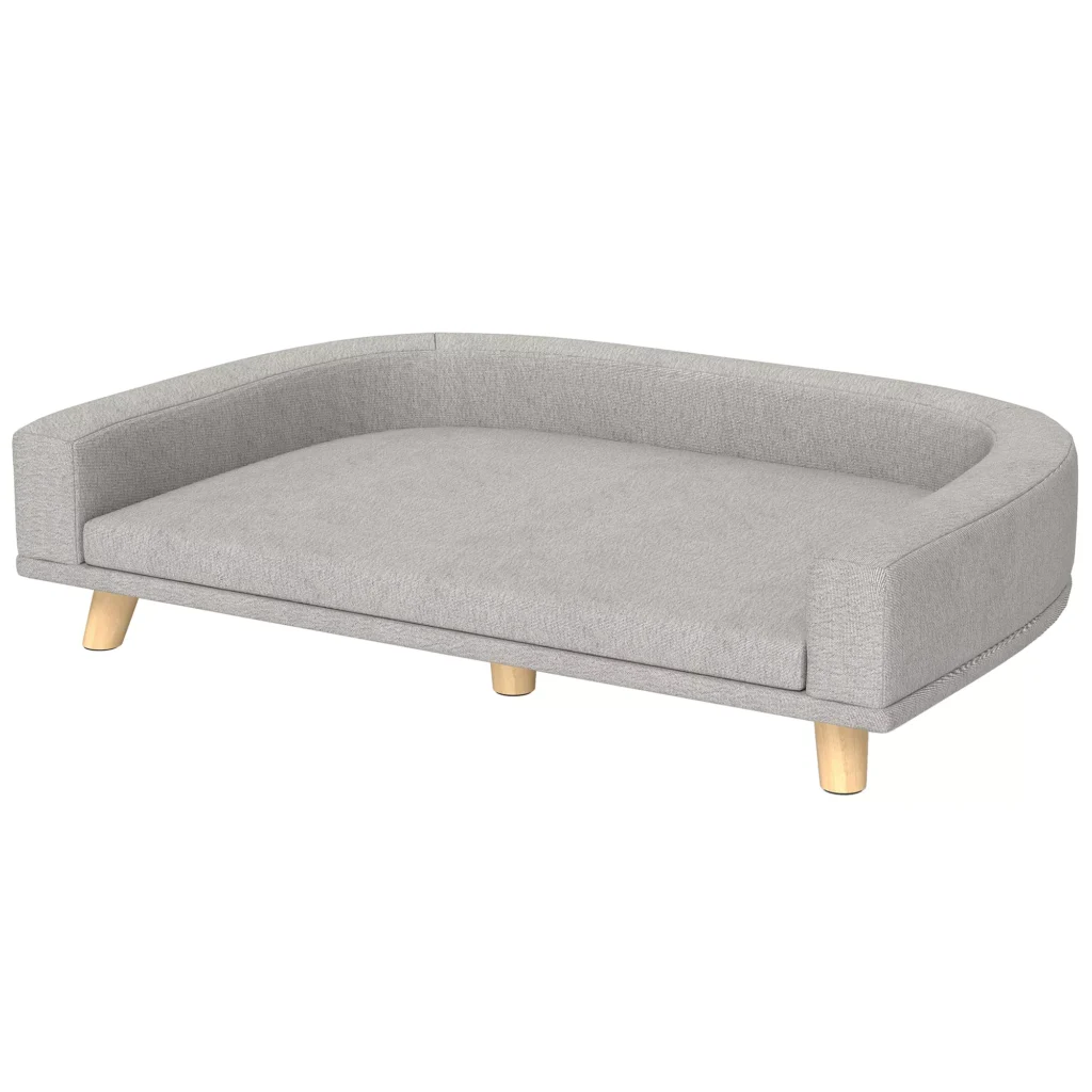 Sofa šunims, paaukštinto dizaino guolis šunims, pilka, 98 x 67 x 25 cm