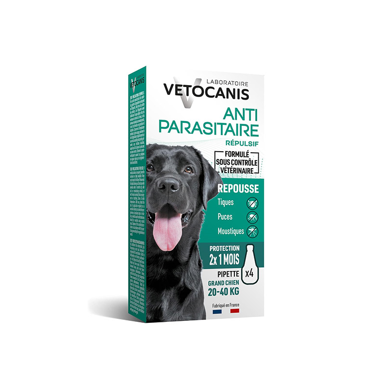 Vetocanis lašiukai nuo erkių didelių veislių šunims 20–40 kg 4 pipetės