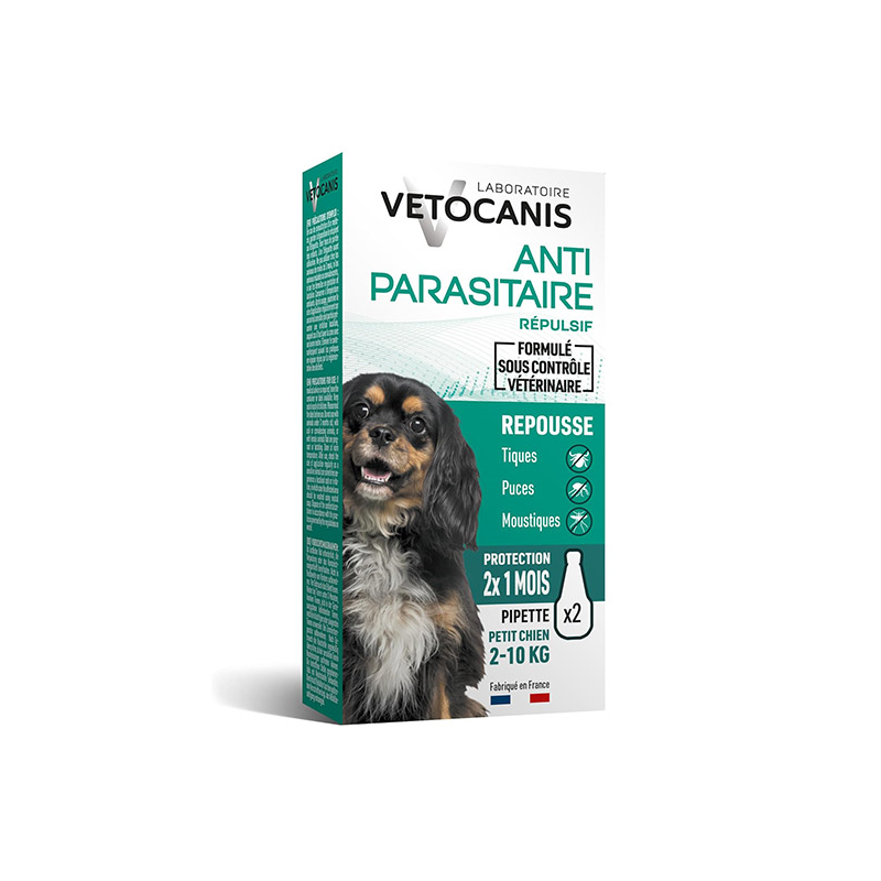 Vetocanis lašiukai nuo erkių mažų veislių šunims 2–10 kg 2 pipetės
