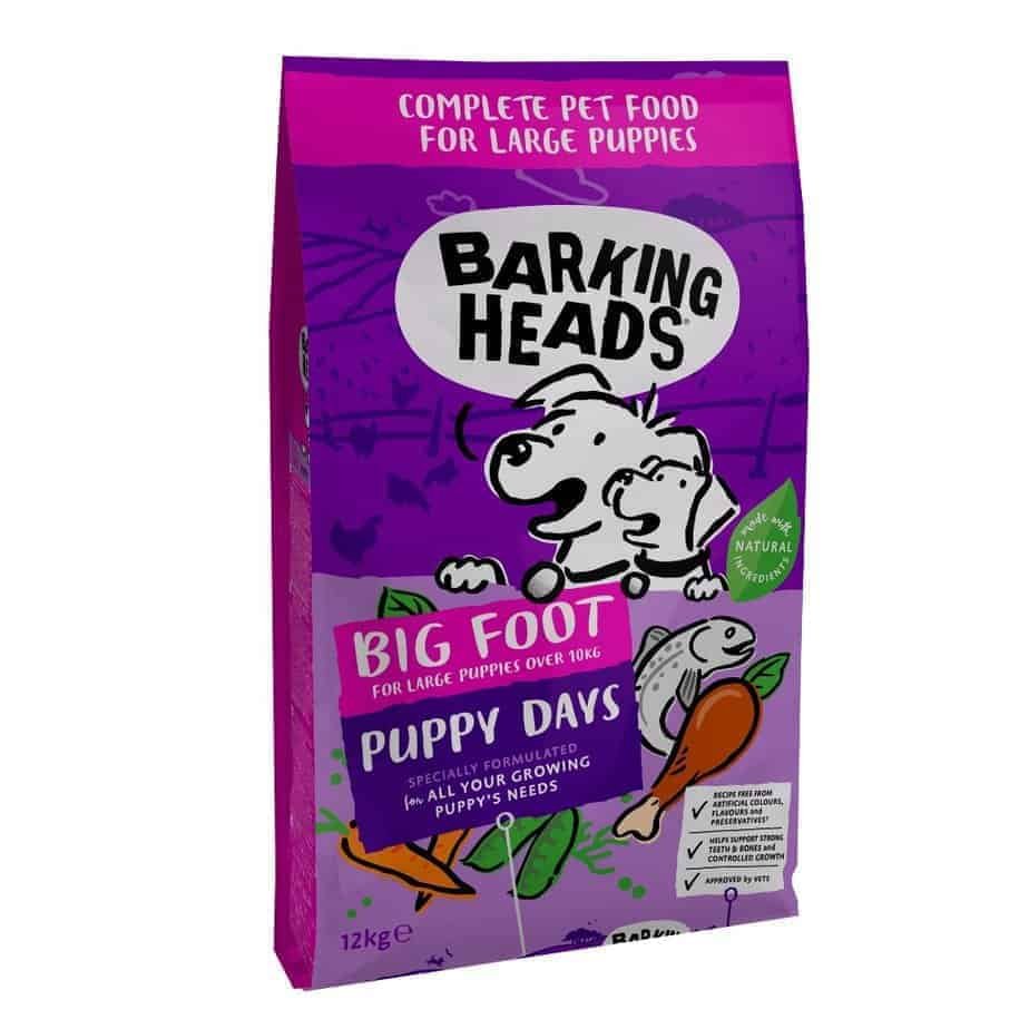 BARKING HEADS Puppy Days Large Breed Sausas maistas šunims Šuniukams Be Grūdų 12kg