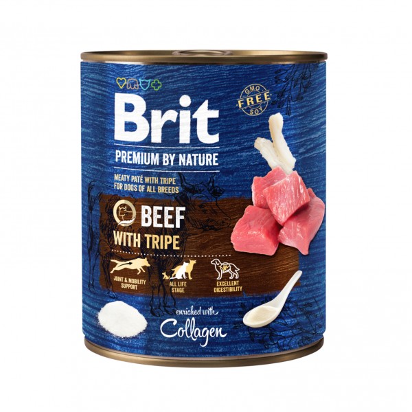 Brit Premium by Nature kons. šunims Beef with Tripes  800g