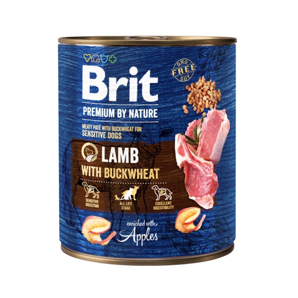 Brit Premium by Nature kons. šunims Lamb with Buckwheat  800g