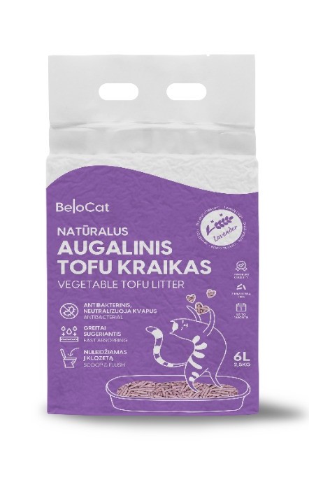 Tofu kraikas katėms levandų kvapo 6L