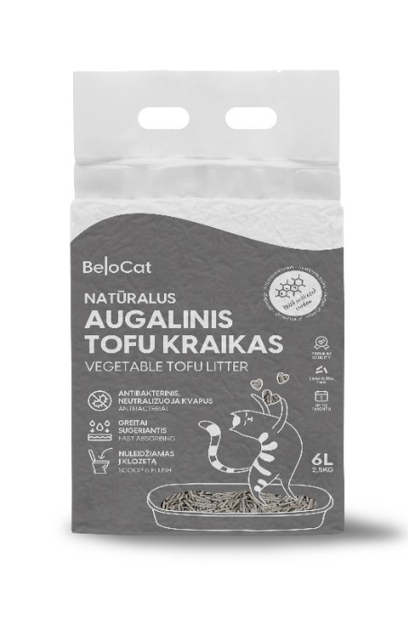 Tofu kraikas katėms su aktyvinta anglimi, 6L x 8 vnt ( dėžė )