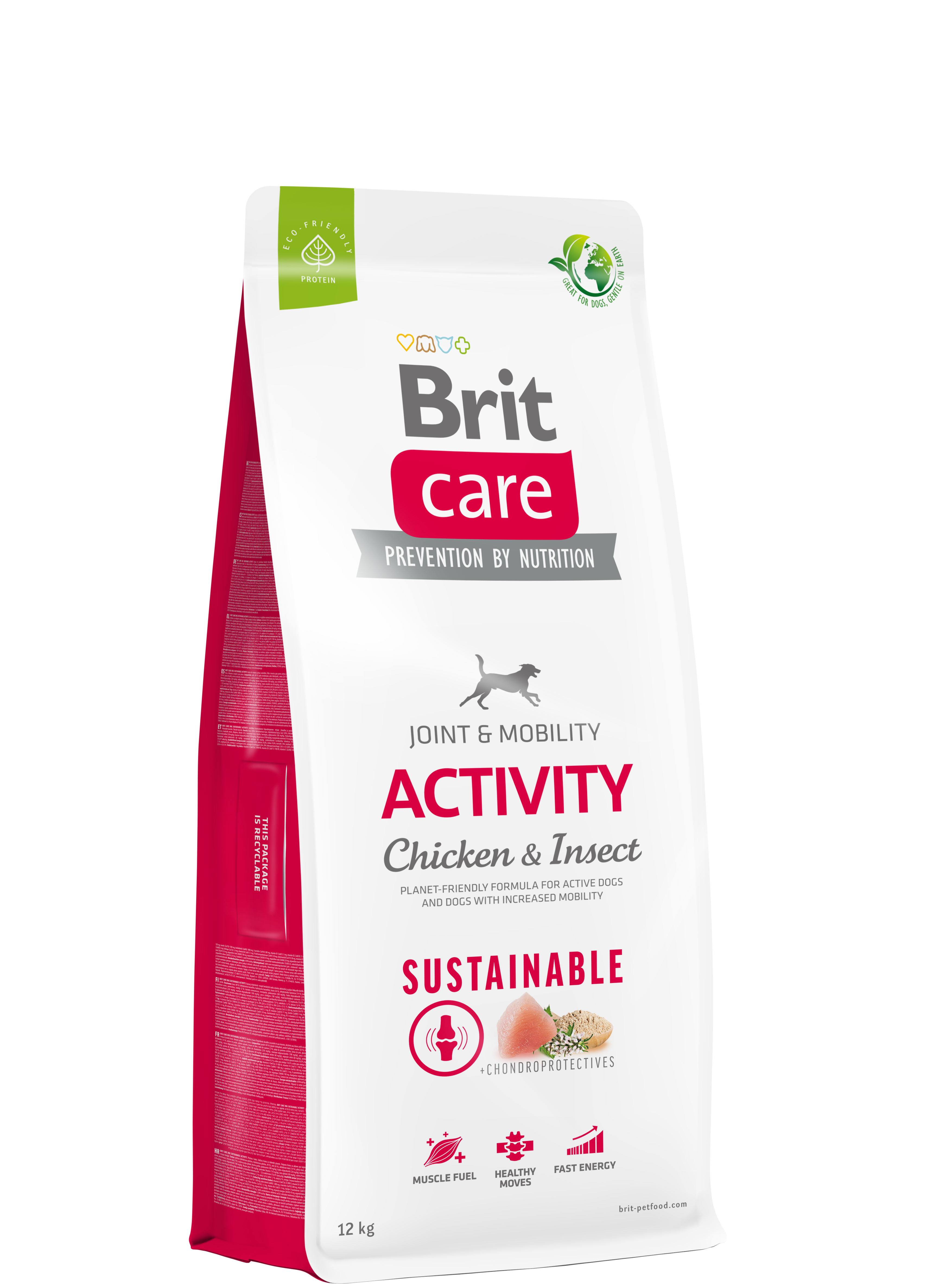 Brit Care Sustainable Activity Chicken&Insect sausas maistas šunims su vištiena vabzdžiais 12 kg