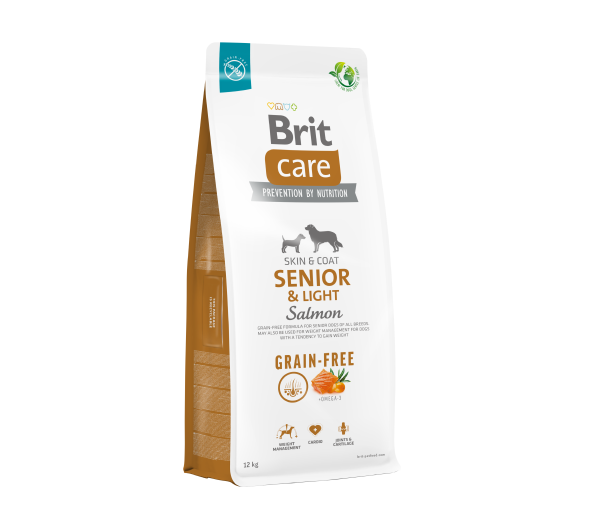 Brit Care Grain-free Senior&Light Salmon sausas maistas vyresnio amžiaus šunims su lašiša 12 kg