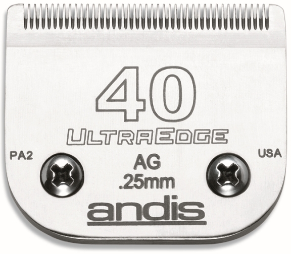 Peiliukai Andis Ulra Edge 40 AG AN-64076 gyvūnų plaukų kirpimo mašinėlėms AG, AGC, AGP, AGRC, AGCL, AGR+, AGRV, MBG, SMC, 0,25 mm, 1 vnt.