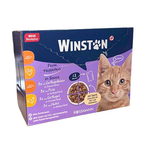 Visavertis suaugusių kačių pašaro rinkinys WINSTON, 100 g x 12 vnt.