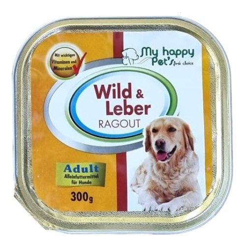 Visavertis suaugusių šunų pašaras su elniena ir kepenėlėmis MY HAPPY PETS, 300 g