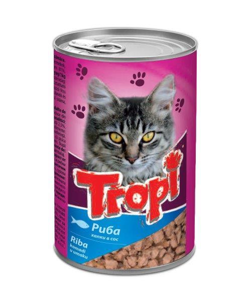 Konservuotas ėdalas katėms TROPI su žuvimi, 415 g