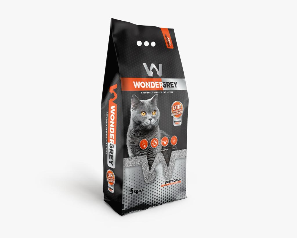 Bentonitinis sušokantis kraikas katėms Wonder White Sodium Grey  5.9 l, 5 kg