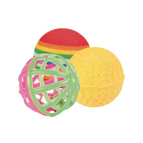Kačių žaislas kamuoliukai TRIXIE BALLS, 3 vnt, 3,5-4 cm, įvairių sp.,