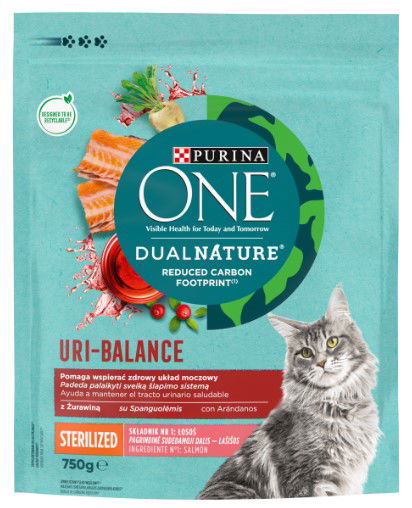 Sausas ėdalas katėms ONE Dual Nature cranber, su lašiša, 750 g