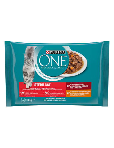 Konservuotas kačių ėdalas ONE Sterilcat, su vištiena, 4 x 85 g