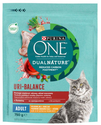 Sausas ėdalas katėms ONE Dual Nature cranber, su vištiena, 750 g