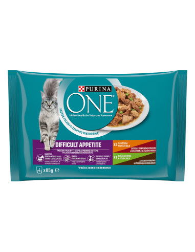 Konservuotas kačių ėdalas ONE Difficult Appetite, su vištiena, 4 x 85 g