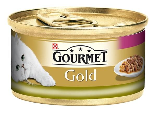 Konservuotas ėdalas suaugusioms katėms GOURMET DUO, su triušiena ir kepenėlėmis, 85 g