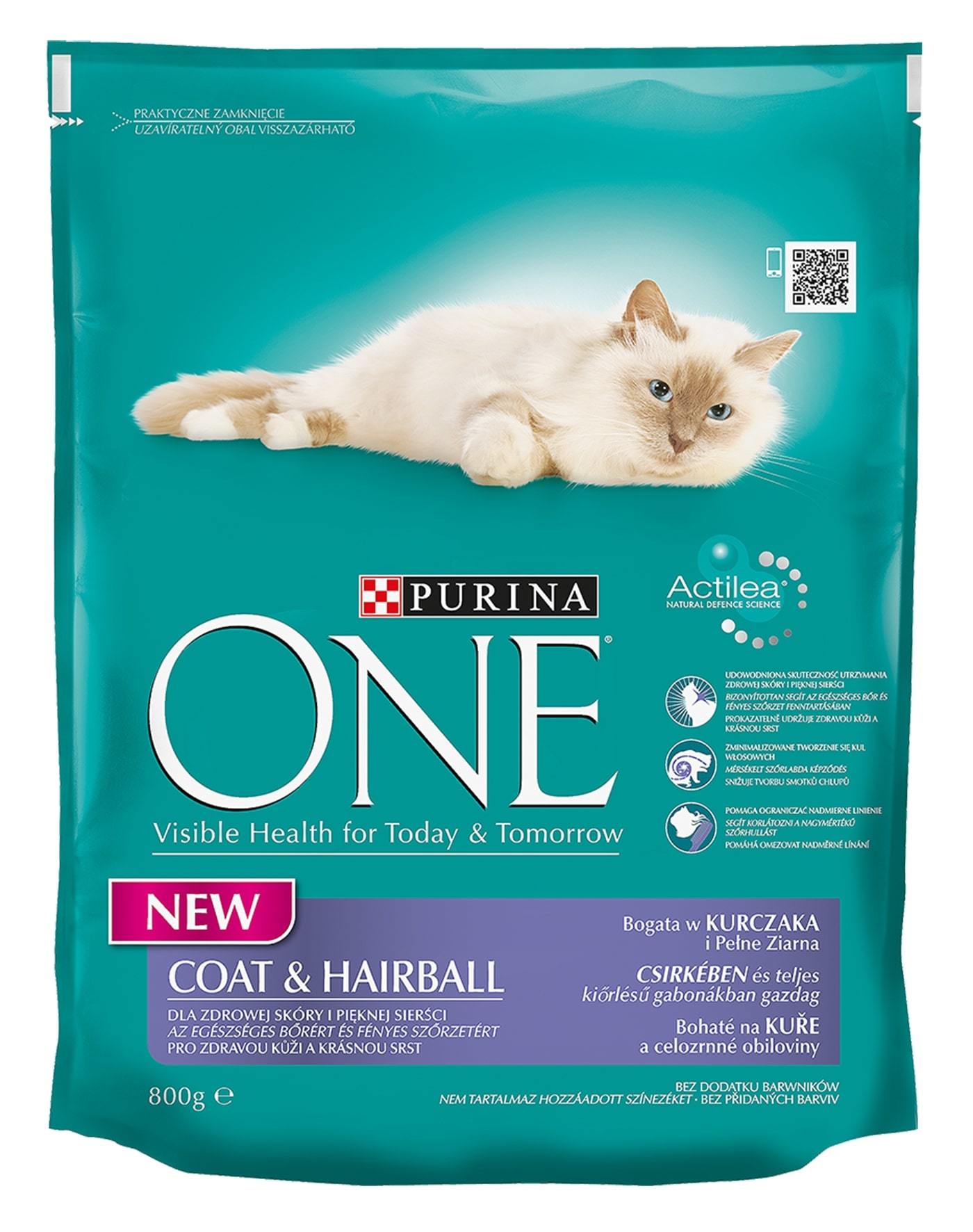 Sausas ėdalas katėms, ONE COAT & HAIRBALL, su vištiena ir ryžiais, 800 g