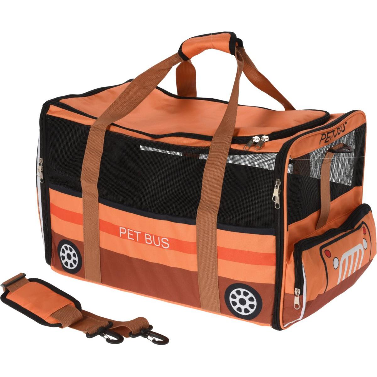 Naminių Gyvūnėlių Vežimėlis 52x30x32,5cm Pet Bus Oranžinis (Ekspozicinė prekė)