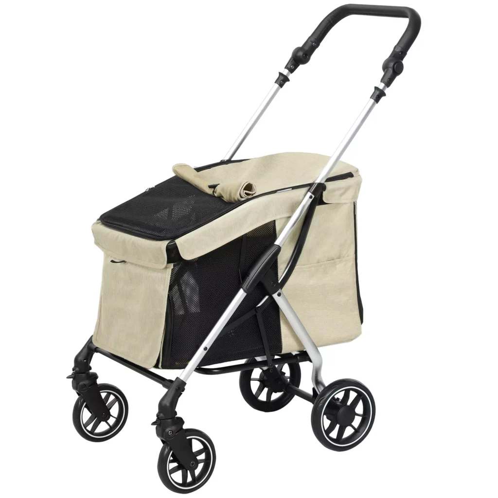 Vežimėlis šunims ir katėms iki 10 kg, chaki spalvos