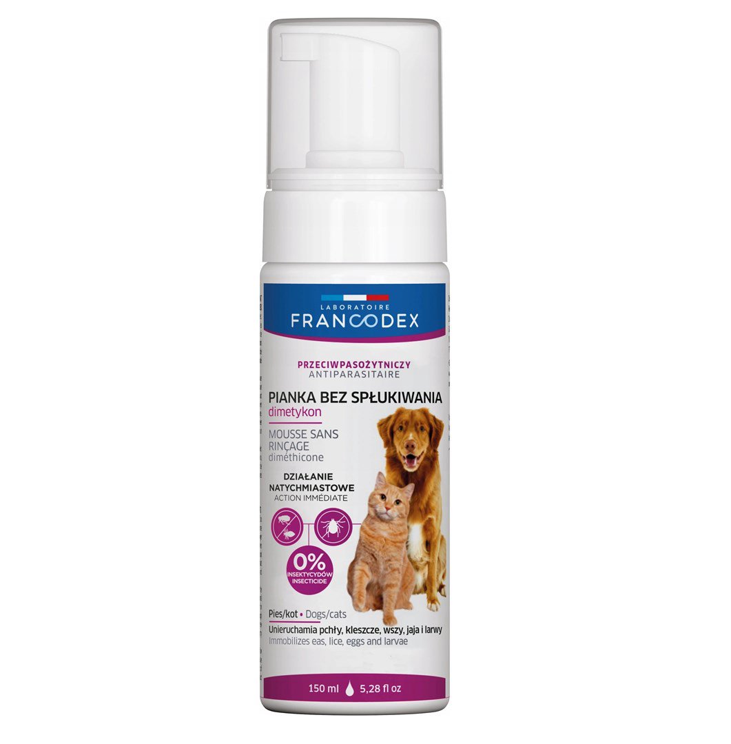 FRANCODEX No-rinse antiparasitic foam with dimethicone - putos šunims ir katėms – 150ml