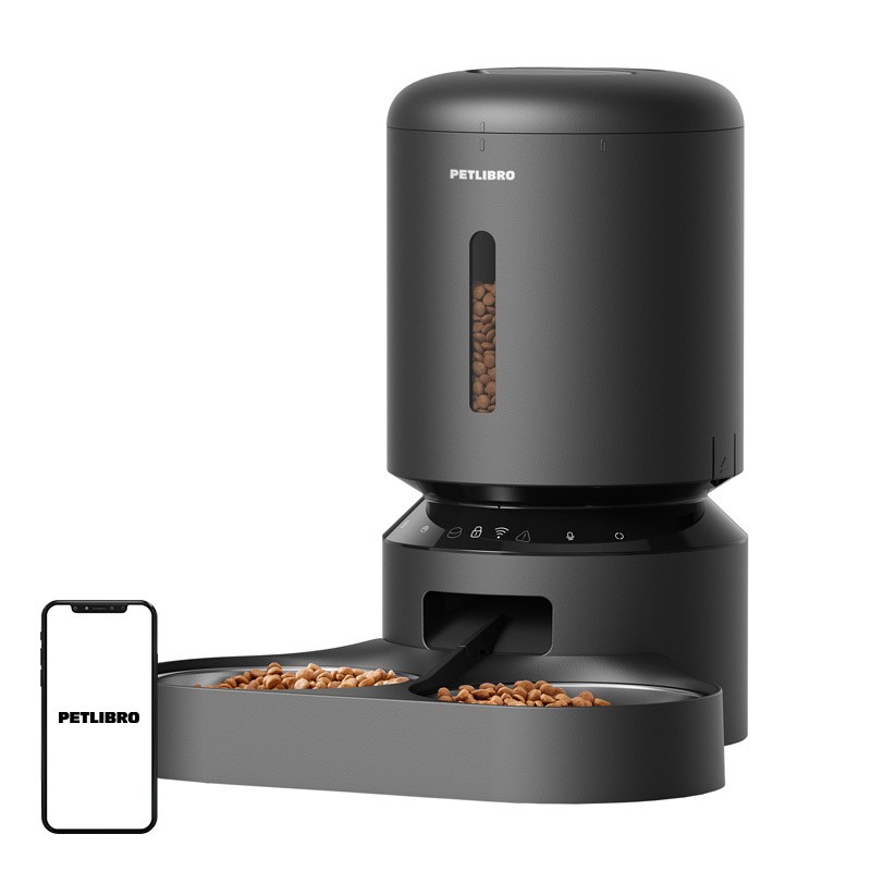 "Petlibro Granary" maisto dozatorius su dvigubu dubenėliu, "Wifi", 5 l (juodas)