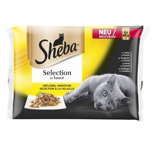 Konservuotas kačių ėdalas SHEBA, paukštienos rinkinys, 4 x 85 g
