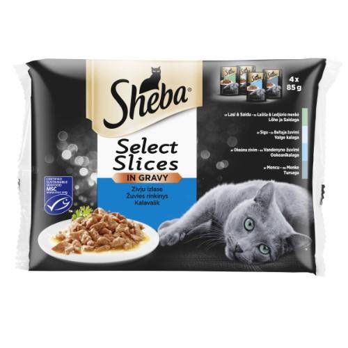 Konservuotas kačių ėdalas SHEBA, su žuvimi, 4 x 85 g