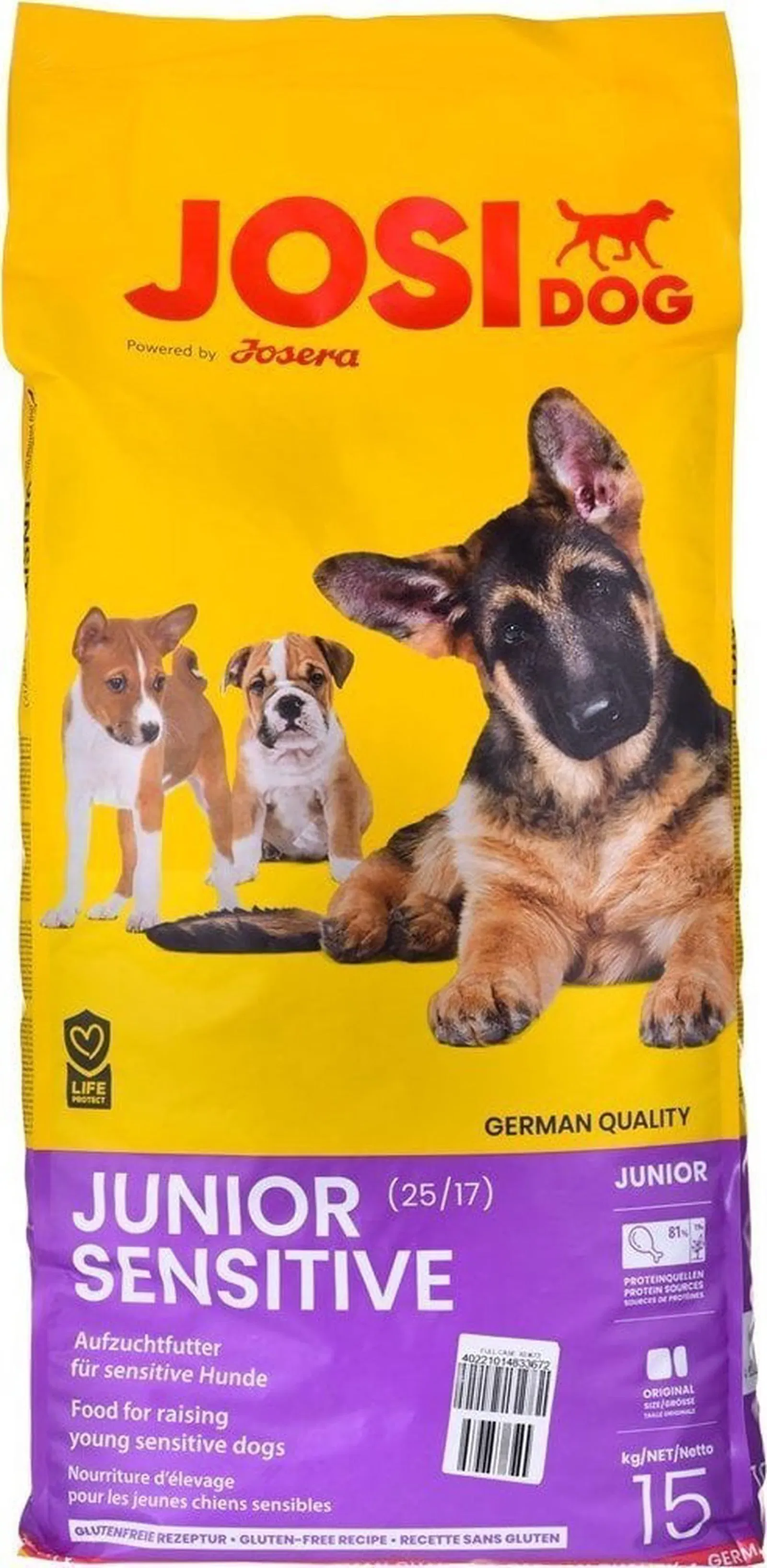 Sausas šunų ėdalas JOSIDOG Junior, 12 + 3 kg