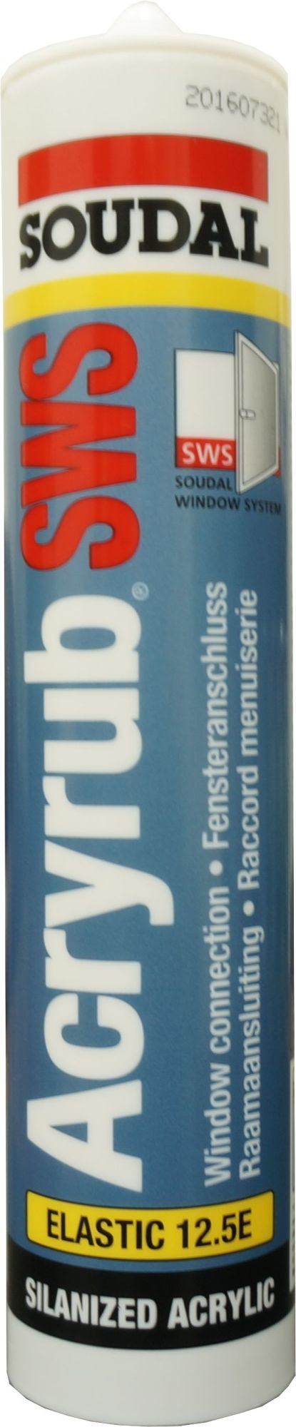 Dažomas hermetikas SOUDAL ACRYRUB SWS, baltos sp., 310 ml