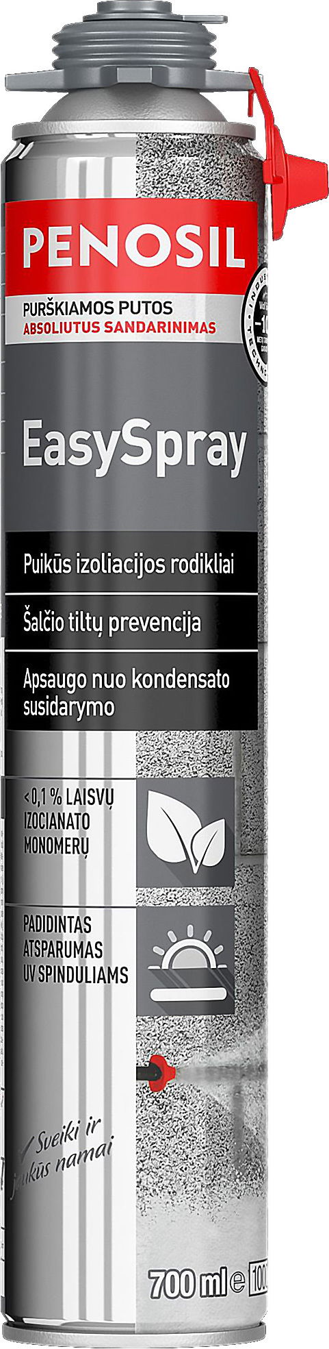 Purškiamos pistoletinės termoizoliacinės putos PENOSIL EASYSPRAY,  baltos sp., 700ml